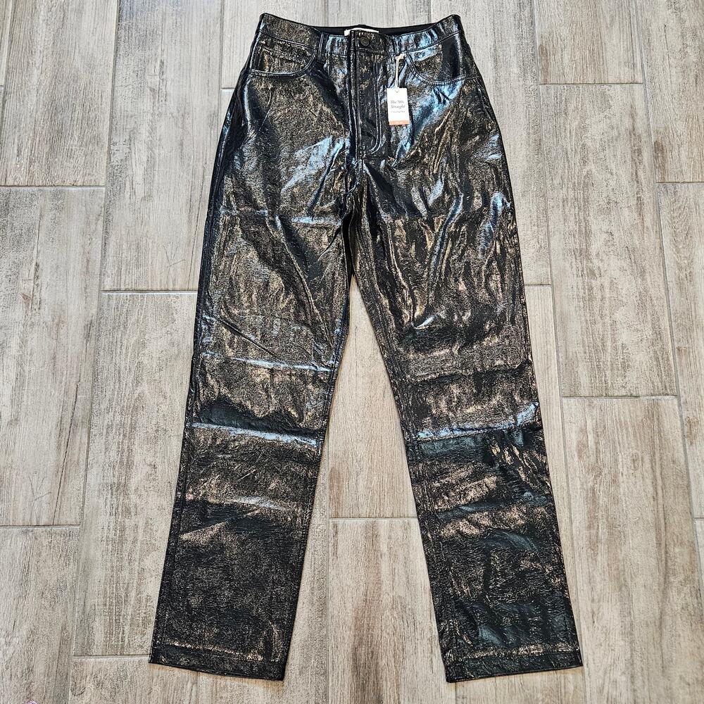 Abercrombie & Fitch The‎ 90’s Straight Ultra High Rise Vegan Leather Pants 30/10 - Picture 2 of 9